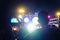 Defocused entertainment concert lighting on stage, blurred disco