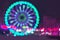 Defocused ferris wheel with colorful lights