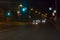 Defocused image of night traffic in the city