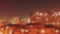 Defocused panorama view block living homes at night