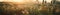 Defocused people on meadow field at the sunset. AI generative illustration