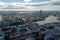 Defocused photo. Panoramic city view on a cloudy day. Yekaterinburg, Russia