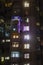 Defocused shot  City apartments at night