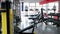 Defocused silhouette of professional boxer walking on treadmill, gym atmosphere