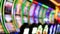Defocused slot machines glow in casino on fabulous Las Vegas Strip, USA. Blurred gambling jackpot slots in hotel near Fremont
