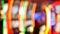 Defocused slot machines glow in casino on fabulous Las Vegas Strip, USA. Blurred gambling jackpot slots in hotel near Fremont