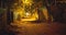 Defocused video backdrop of dark urban alley in Costa Rica town at night