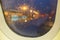 Defocused view through airplane window