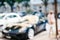 Defocused view blur unrecognizable modern sport luxury expensive car