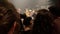 Defocused view of crowd of curious people at the open free concert