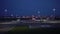 Defocused view of parked airplanes. Aircraft ready for takeoff. Plane landing 4K