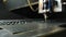 defocused view of process of sheet metal laser cutting