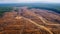 Deforestation. Aerial photo of logging. Generative Ai