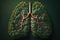 Deforestation as human lungs shape top view illustration generative ai