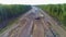 Deforestation development transport road. Aerial View of Highway construction.