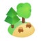 Deforestation icon, isometric 3d style