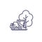 deforestation line icon with forest harvester