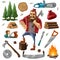 Deforestation Lumberjack Icon Set