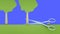 Deforestation. Paper forest destruction of metal scissors. Creative ecology concept. Realistic 4K animation. Green
