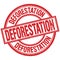 DEFORESTATION written word on red stamp sign