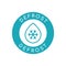 Defrost icon. Blue snowflake and a water drop in a circle. Line icon.