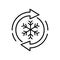 Defrost sign freezing water defrosting snowflake and circle isolated outline icon vector