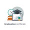 Degree certificate, education concept, graduation diploma, accomplishment
