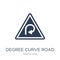 degree curve road sign icon. Trendy flat vector degree curve road sign icon on white background from traffic sign collection