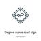 Degree curve road sign outline vector icon. Thin line black degree curve road sign icon, flat vector simple element illustration