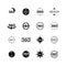 Degrees angle view, rotate vector icons set