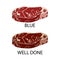 Degrees of Steak Doneness Icons Set. Blue and Well Done.