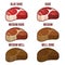 Degrees of Steak Doneness Icons Set. Vector