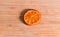 Dehydrated food. Top view of a slice of a dried orange