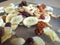 Dehydrated fruit on glass board