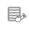 Dehydrator for fruits and vegetables. Line art icon of food electric dryer. Black simple illustration of rectangular oven with