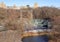 The Delacorte Theater in Central Park viewed from the observation deck of the Belvedere Castle.