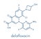 Delafloxacin antibiotic drug molecule fluoroquinolone class. Skeletal formula.