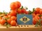 Delaware flag on a wooden panel with tomatoes isolated on a whit