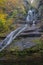 Delaware Township, Pike County, Pennsylvania, USA: Autumn foliage surrounds Dingmanâ€™s Falls