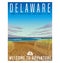 Delaware travel poster of serene beach and Atlantic ocean.
