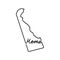 Delaware US state outline map with the handwritten HOME word. Continuous line drawing of patriotic home sign