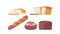Delectable Assortment Of Freshly Baked Goods Including Bread, Pastries, And Buns. Baked Food Cartoon Vector Illustration