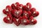 A delectable assortment of red heart-shaped cookies, each intricately decorated for Valentine\\\'s Day.