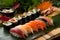 Delectable assortment sushi. Generate ai