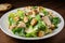 delectable chicken caesar salad with crispy croutons, creamy dressing, and fresh herbs