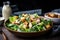 delectable chicken caesar salad with crispy croutons, creamy dressing, and fresh herbs