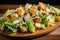 delectable chicken caesar salad with crispy croutons, creamy dressing, and fresh herbs