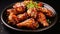 Delectable Chicken Wings with an Irresistible Marinade and Toasted Sesame. Generative AI