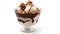 Delectable chocolate sundae with nuts