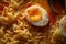 Delectable Close-Up Image of a Flavorful Ramen Bowl featuring a Halved Boiled Egg